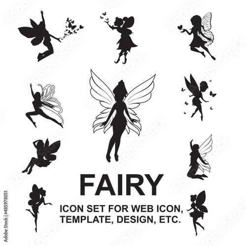 fairy icon bundle set vector