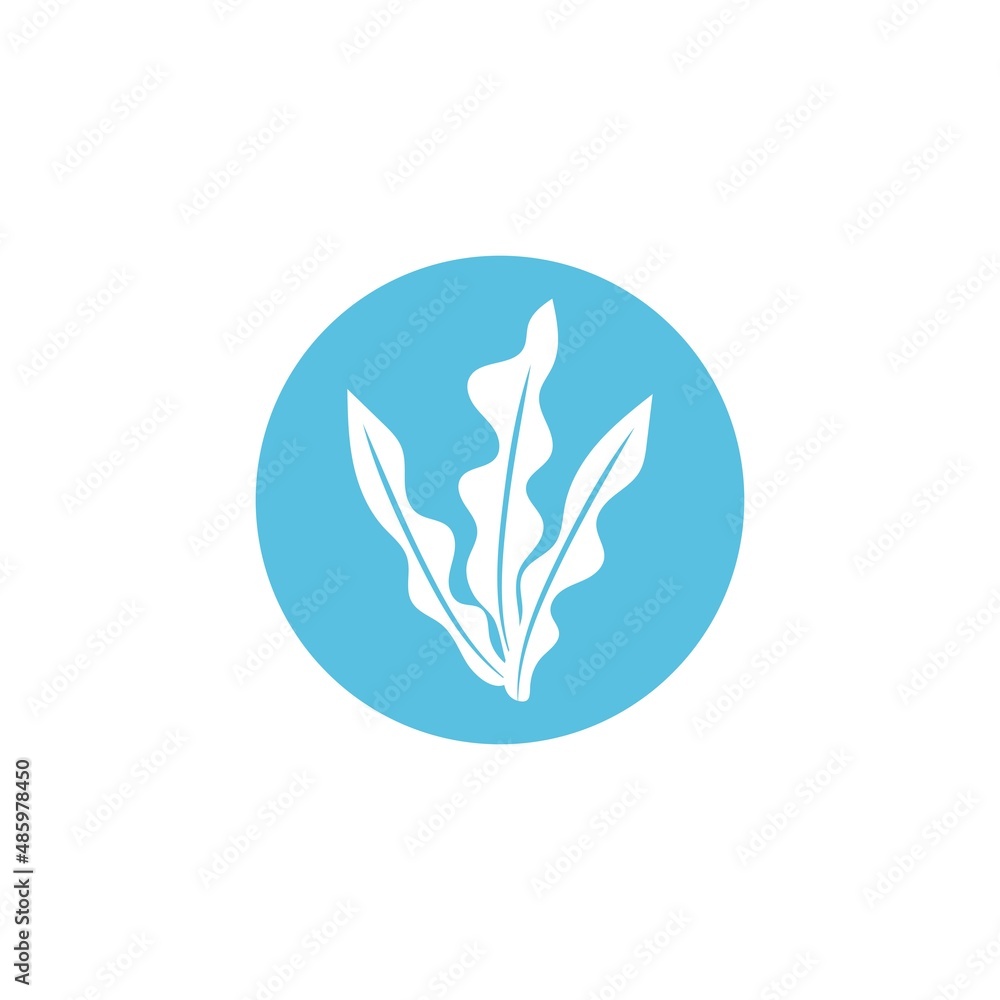 seaweed and seafood logo and icon vector