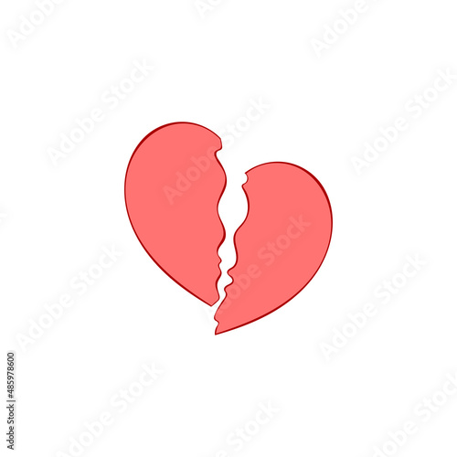 Broken heart. Isolated vector object on white background. 