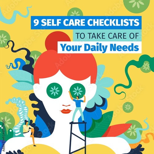 Self care checklists for female daily needs vector
