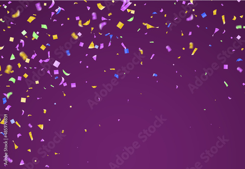 Colorful bright confetti isolated on background. Festive vector illustration with place for text photo
