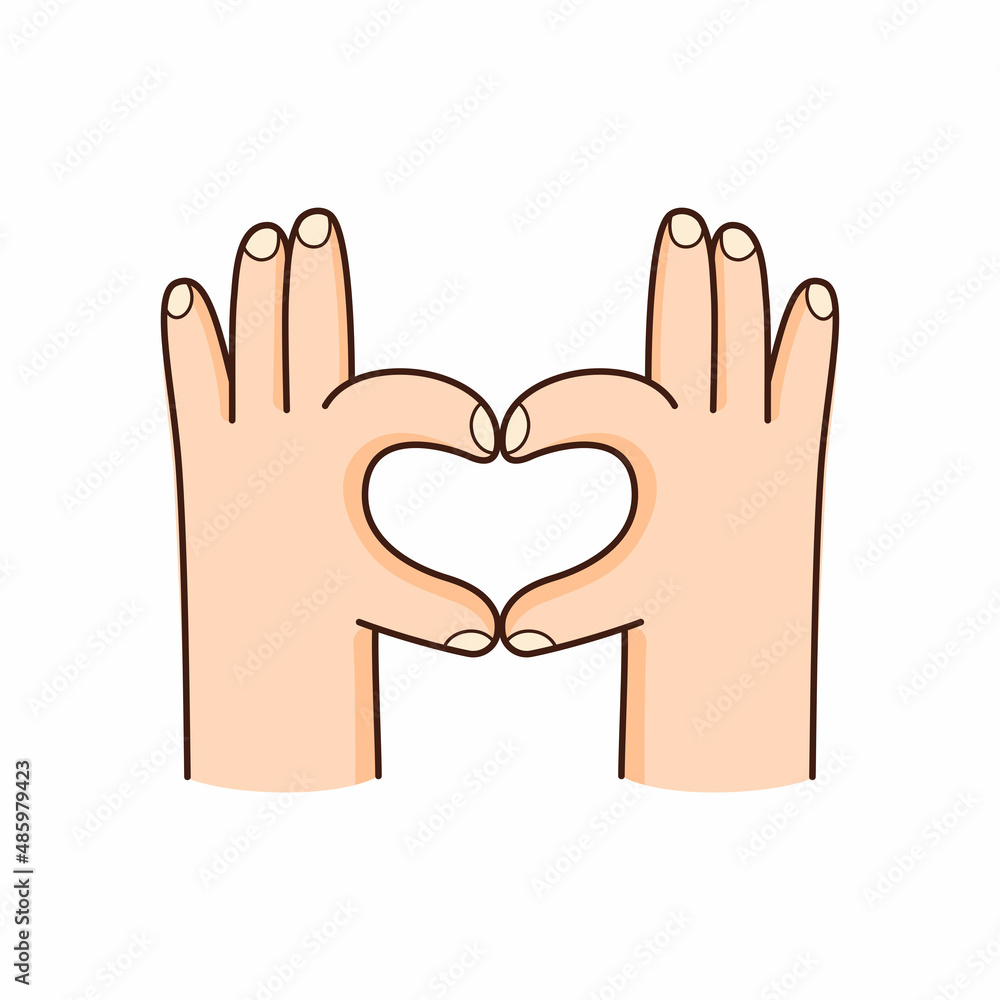 Heart sign by hand. Love day sticker. Heart shape. Valentines day vector Illustration Heart sign by hand. Love day sticker. Heart shape. Valentines day vector Illustration
