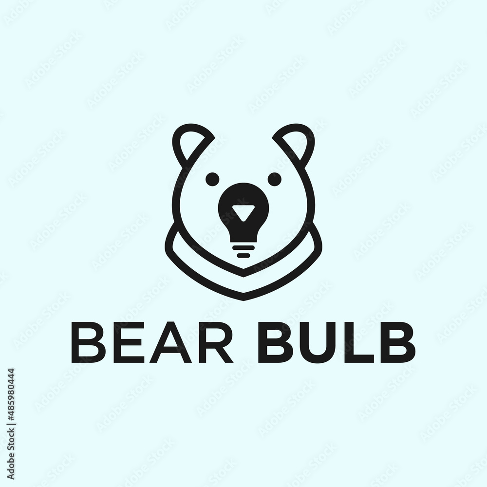 Fototapeta premium bear bulb logo. animal logo