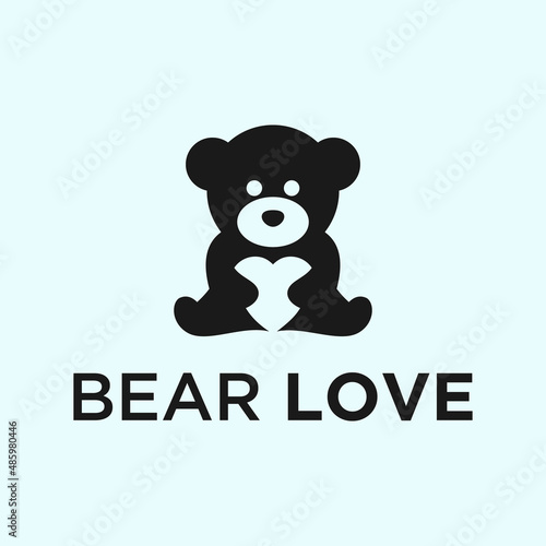 bear love logo. animal logo