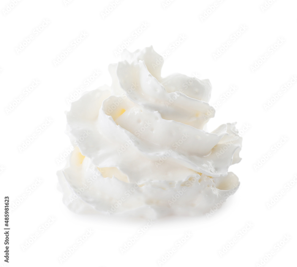 Whipped cream swirl isolated on white background