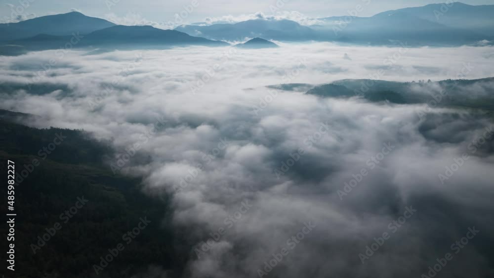 Hyperlapse to back at sunrise above mountains and fog in Curiti Colombia. Hyperlapse to back at sunrise above mountains and fog in Curiti Colombia.