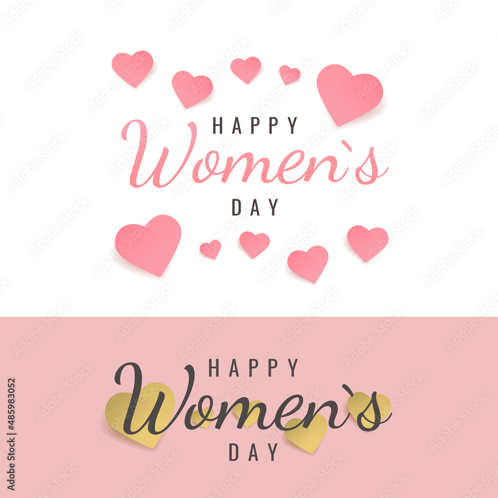 Vector illustration of International women's day. Typographic lettering Happy Women's Day on a white background.
