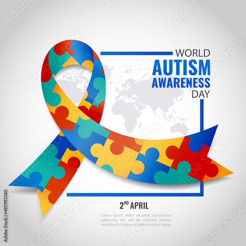 Vector Illustration of World autism awareness day. Ribbon.
