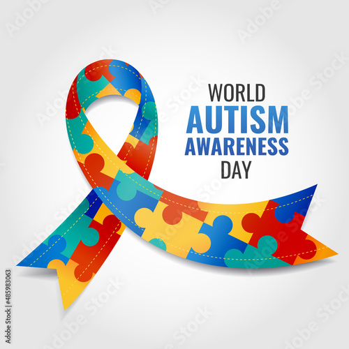 Vector Illustration of World autism awareness day. Ribbon.
