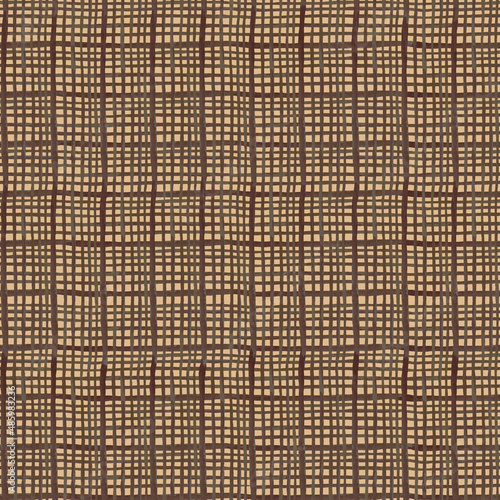 Seamless checkered pattern. Brown. Watercolor illustration.  