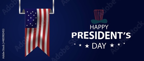 Happy presidents day with USA flag poster vector illustration design.