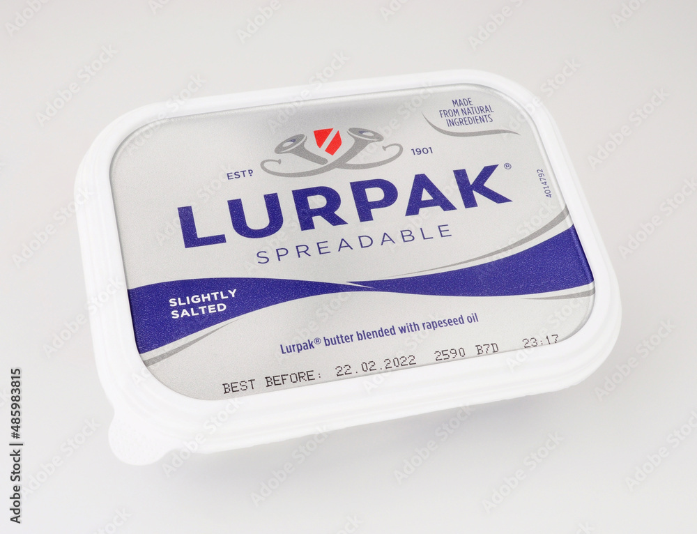 Lurpak spreadable slightly salted butter margarine tub Stock Photo