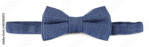 Stylish blue bow tie isolated on white photo