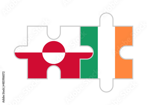 puzzle pieces of greenland and ireland flags. vector illustration isolated on white background