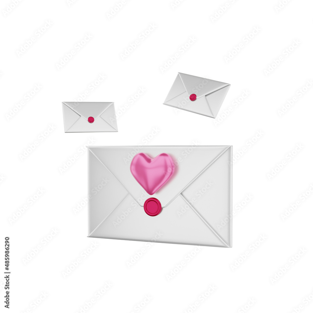 3d rendering love mail happy valentine day

