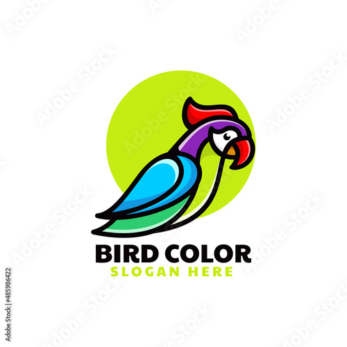 Vector Logo Illustration Bird Simple Mascot Style.