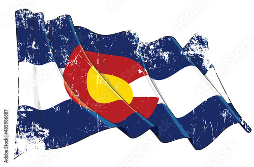 Textured Grunge Waving Flag of the State of Colorado