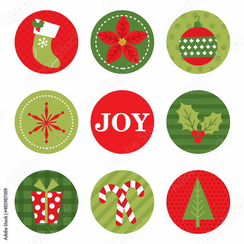 christmas icons setn greeting card design photo