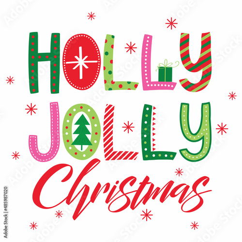 holly jolly christmas greeting card design