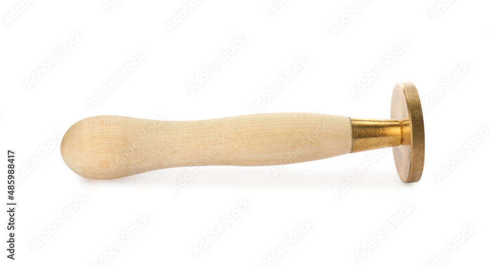 Stamp with wooden handle isolated on white Stamp with wooden handle isolated on white