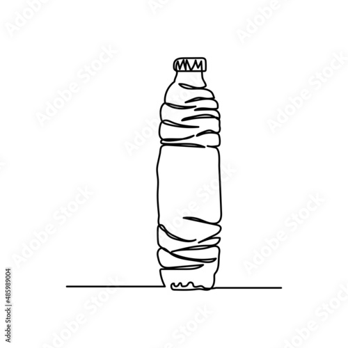 vector illustration of hand drawn continuous line mineral water bottle
