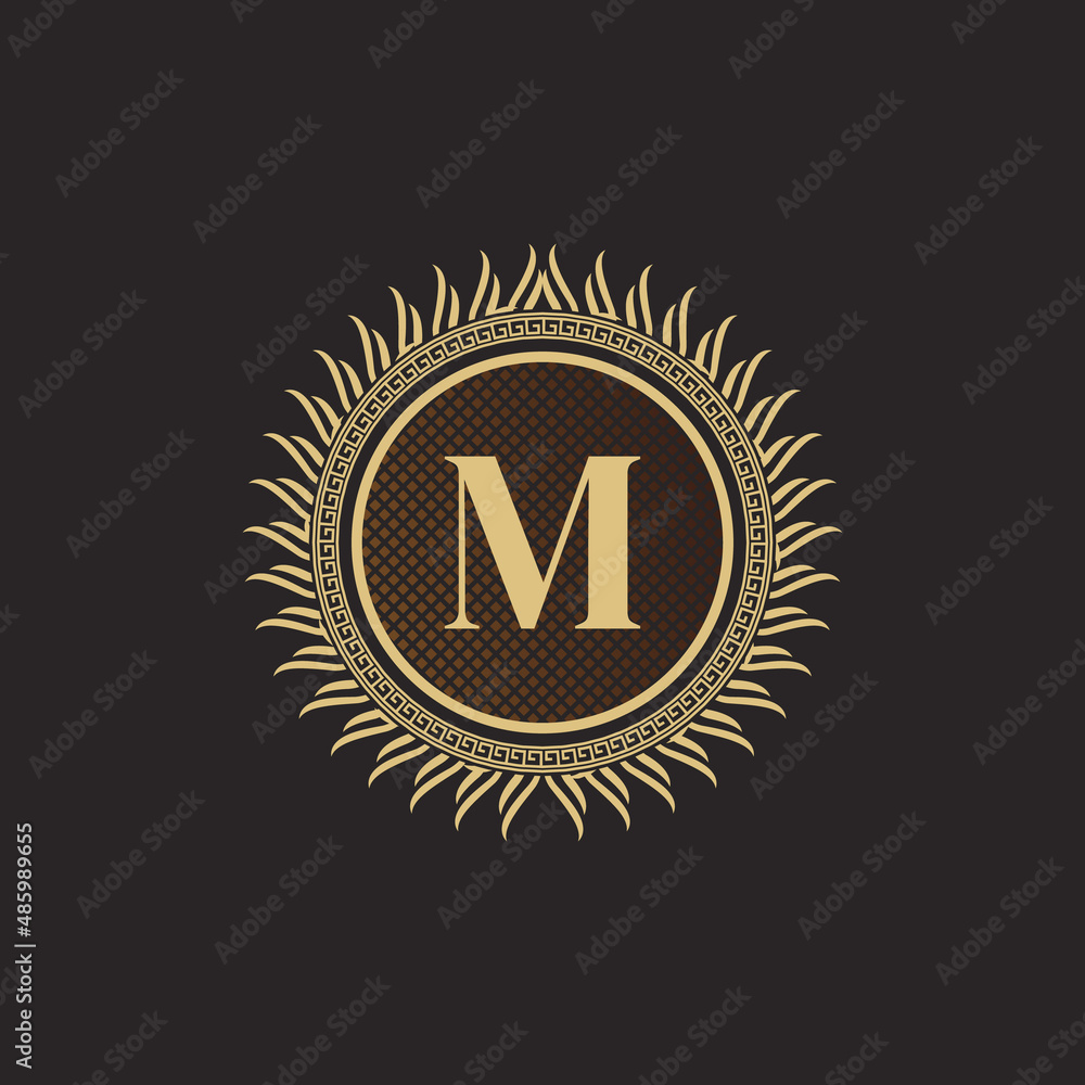 Emblem Letter M Gold Monogram Design. Luxury Volumetric Logo Template. 3D Line Ornament for Business Sign, Badge, Crest, Label, Boutique Brand, Hotel, Restaurant, Heraldic. Vector Illustration Emblem Letter M Gold Monogram Design. Luxury Volumetric Logo Template. 3D Line Ornament for Business Sign, Badge, Crest, Label, Boutique Brand, Hotel, Restaurant, Heraldic. Vector Illustration