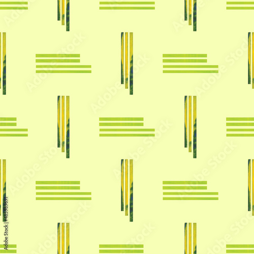 Seamless vector pattern. Abstract geometric background from perpendicular lines. In soft light green with yellow color.