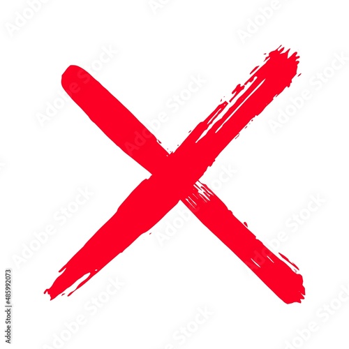 Hand drawn cross x brush stroke vector illustration icon. Cross mark wrong symbol graphic design. Check mark symbol NO button for vote in check box, web, etc.