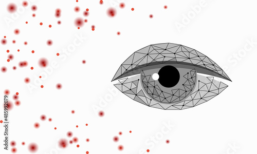 Eye 3D hay rhinitis pollen reaction. Seasonal spring pollinosis sick atopic treatment concept. Drugstore allergy poster template online vector