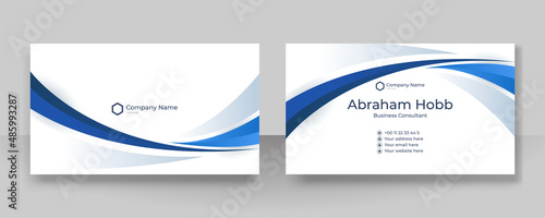 Modern creative and clean blue business card design template. Luxury elegant business card design background with trendy simple abstract geometric stylish wave lines. Vector illustration