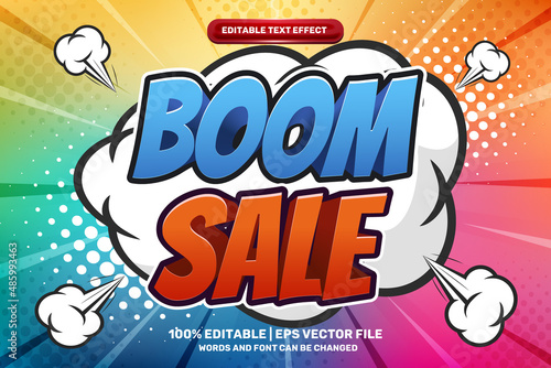 colorfull boom sale cartoon Bold 3D Editable text Effect Style