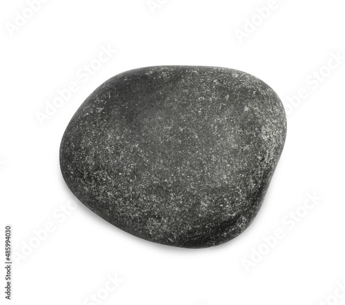 Black spa stone isolated on white, top view