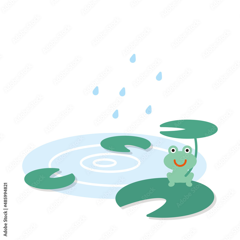 Obraz premium カエルと雨