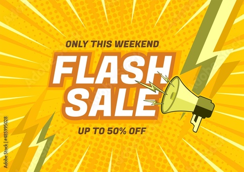 Flash Sales Discount Banner Promotion Template. Banner Sale Yellow Light Good Display