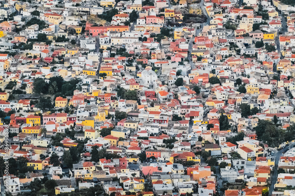 Aerial view of cityscape of residential buildigs