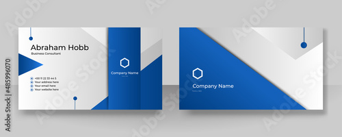 Modern creative and clean blue business card design template. Luxury elegant business card design background with trendy simple abstract geometric stylish wave lines. Vector illustration