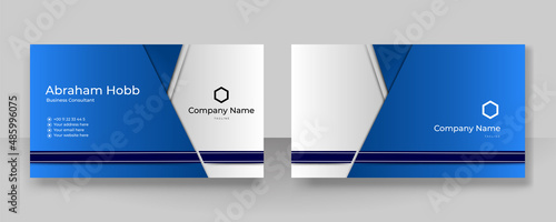 Modern creative and clean blue business card design template. Luxury elegant business card design background with trendy simple abstract geometric stylish wave lines. Vector illustration
