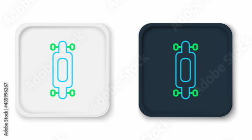 Line Longboard or skateboard cruiser icon isolated on white background. Extreme sport. Sport equipment. Colorful outline concept. Vector