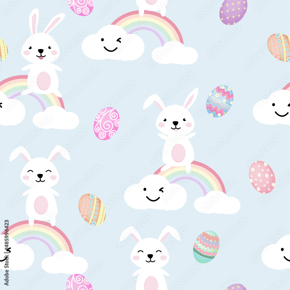 Cute rabbit seamless pattern. Creative for texture, fabric, wrapping, textile, wallpaper, apparel. Vector illustration. Easter background. Cute rabbit seamless pattern. Creative for texture, fabric, wrapping, textile, wallpaper, apparel. Vector illustration. Easter background.