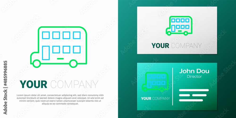 Line Double decker bus icon isolated on white background. London classic passenger bus. Public transportation symbol. Colorful outline concept. Vector Line Double decker bus icon isolated on white background. London classic passenger bus. Public transportation symbol. Colorful outline concept. Vector