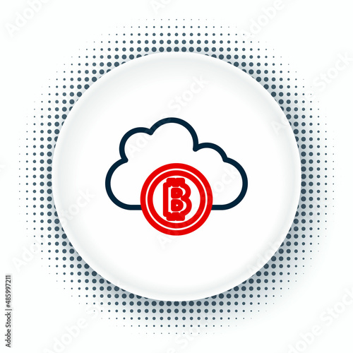 Line Cryptocurrency cloud mining icon isolated on white background. Blockchain technology, bitcoin, digital money market, cryptocoin wallet. Colorful outline concept. Vector