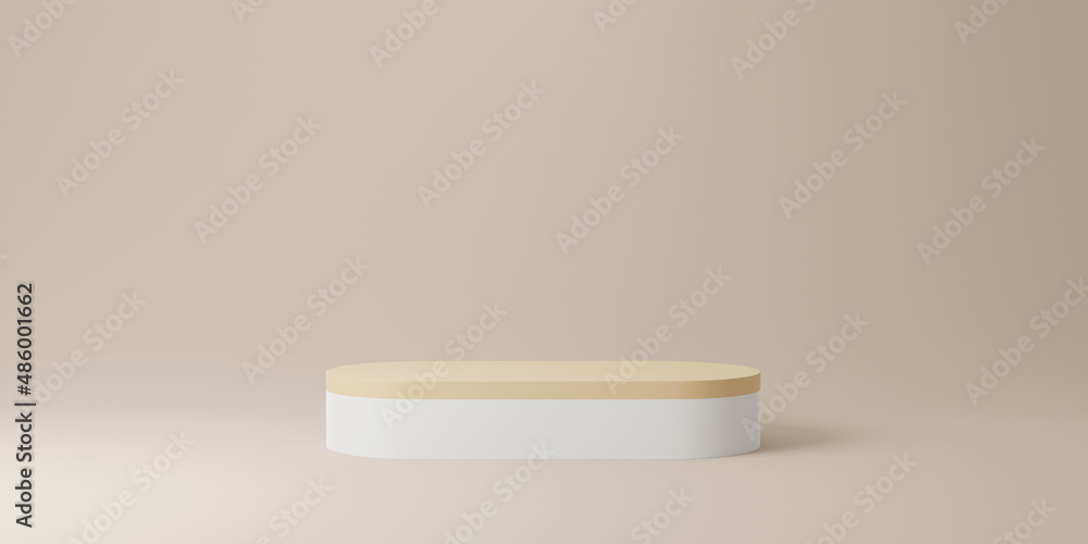 Abstract minimal scene with wooden podium in studio lighting beige background. Product presentation showcase, Mock up stage, Cosmetic product display, Podium, stage pedestal. 3d rendering Abstract minimal scene with wooden podium in studio lighting beige background. Product presentation showcase, Mock up stage, Cosmetic product display, Podium, stage pedestal. 3d rendering