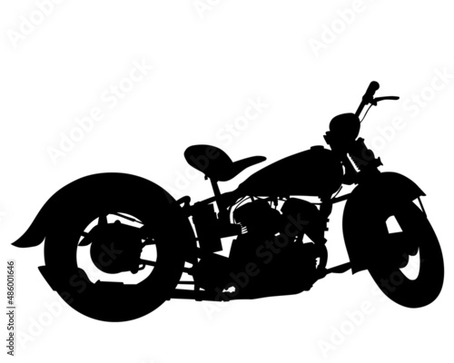 Man in protective clothing rides sport bike. Isolated silhouette on a white background