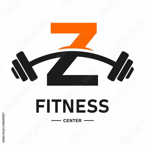 Fitness letter z  with barbell logo vector design. Suitable for business, web, sport, health, athlete and initial symbol