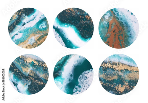 Background colorful circles with ultramarine resin and gold.