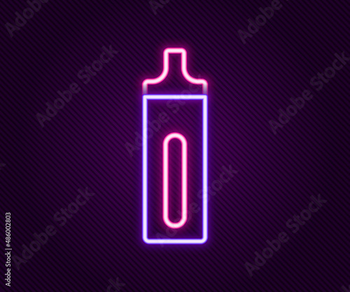 Glowing neon line Electronic cigarette icon isolated on black background. Vape smoking tool. Vaporizer Device. Colorful outline concept. Vector
