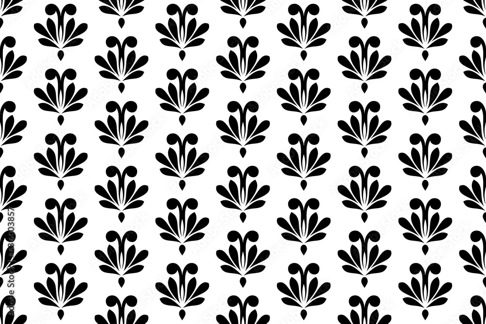 Fototapeta premium Flower geometric pattern. Seamless vector background. White and black ornament