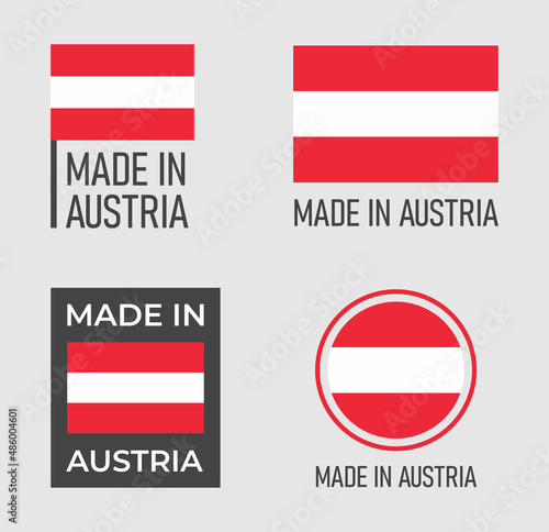 made in Austria labels set, Republic of Austria product emblem