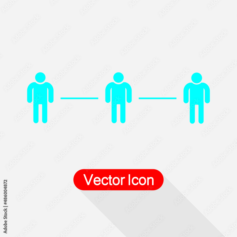 Social Distancing Sign, People Keeping Distance Icon Vector Illustration Eps10