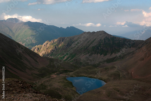 High-mountain lake Shobaidak in the Teberda Biosphere Reserve in the Mukhinsky Gorge photo